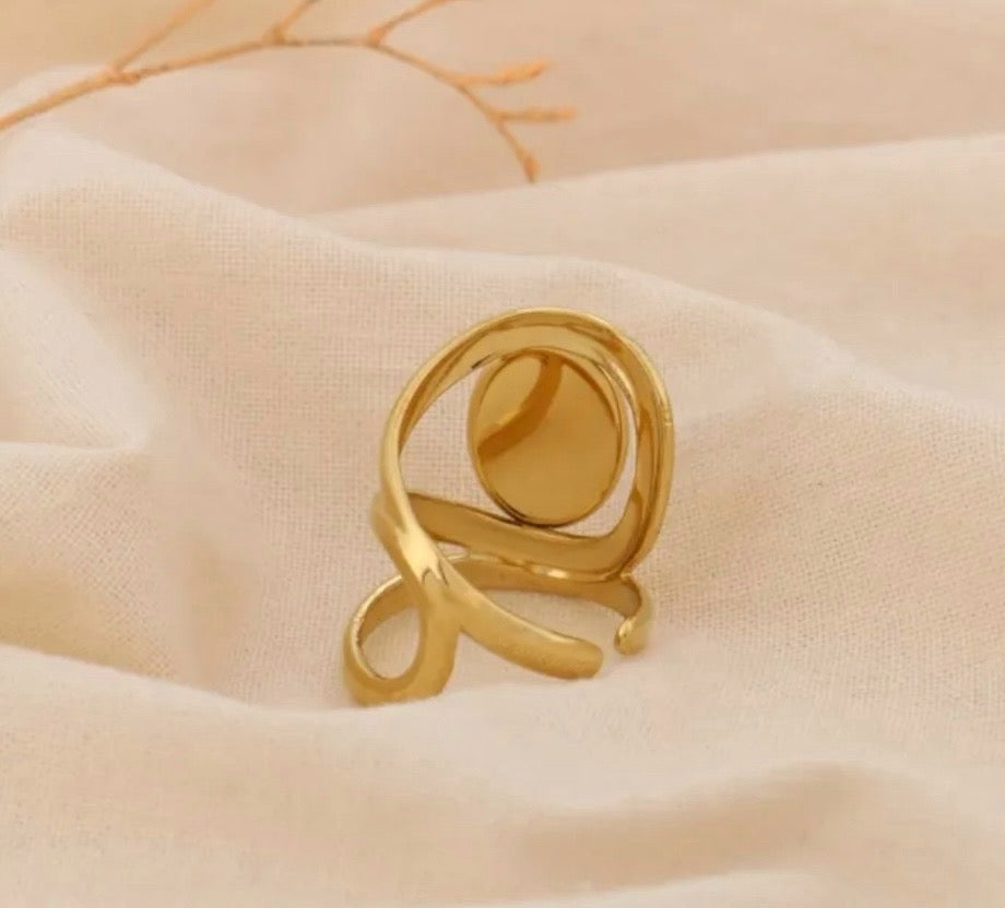 Bague dorée & quartz violet