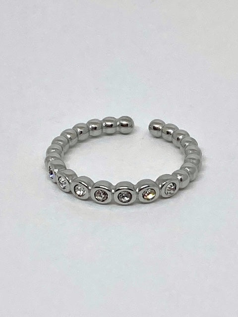 Bague strass argentée