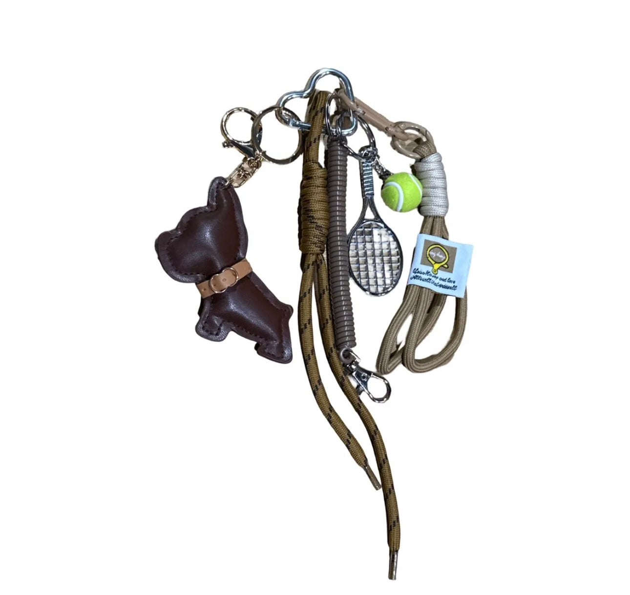 Bijou de sac - Petit chien rétro & sa raquette de tennis