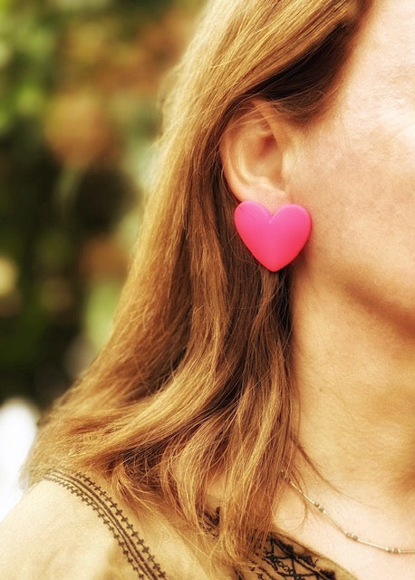 Boucles d’oreilles Coeur - Rouge Mat Profond