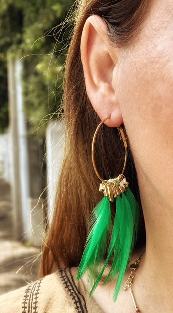Boucles d’oreilles - Plume Émeraude
