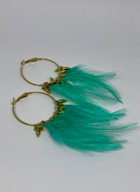 Boucles d’oreilles Plume - Turquoise
