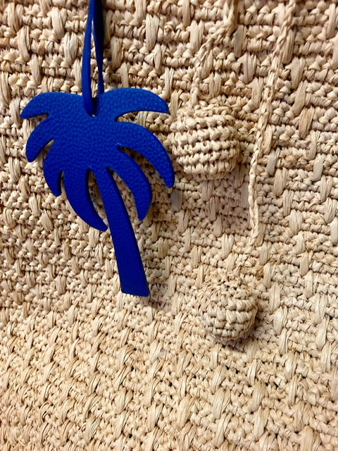 Cabas en raphia avec pompons & bijou palmier Madagascar - Limaïa