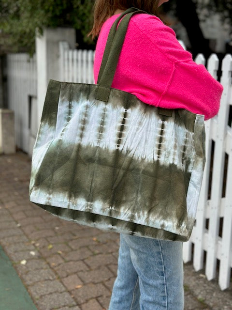 Cabas tie & dye kaki - Palme