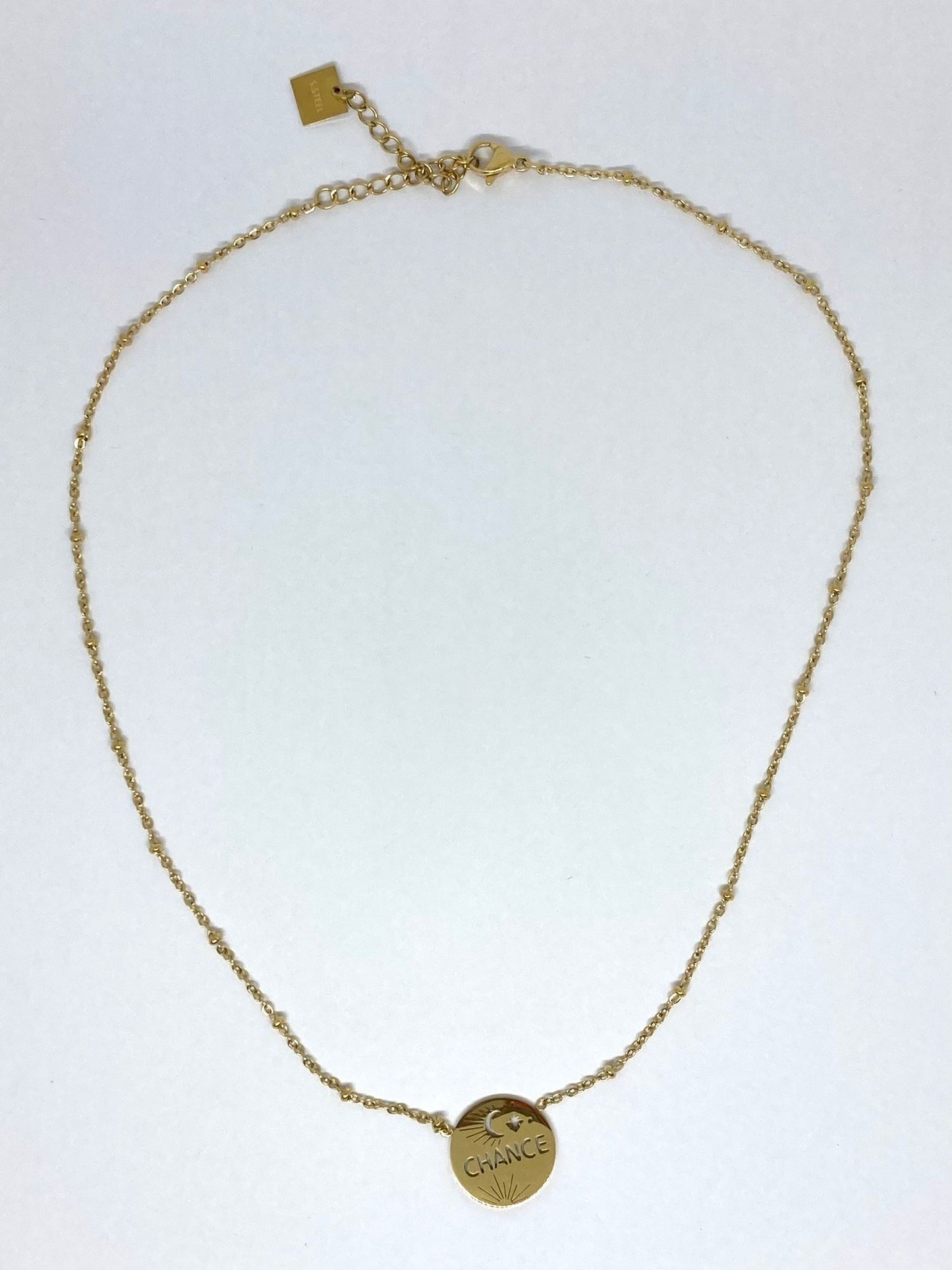 Collier en acier inoxydable doré - Chance