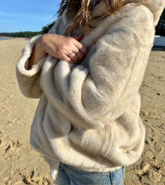 Manteau fausse fourrure - Écru