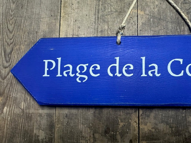 Panneau artisanal «Plage de la Corniche» - Bleu klein