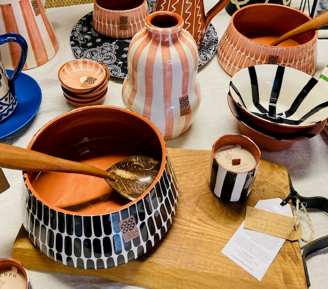 Vase rayé terra cotta