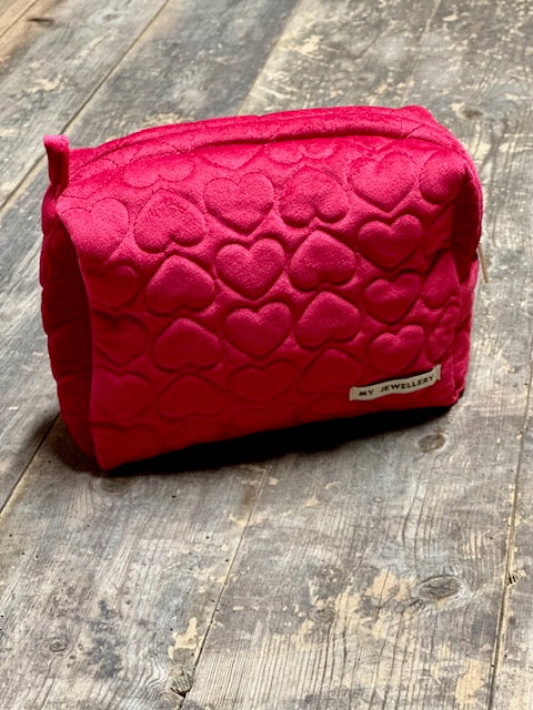 Pochette vanity en velours rouge