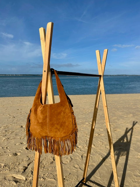 Sac frangé en cuir camel - Italie