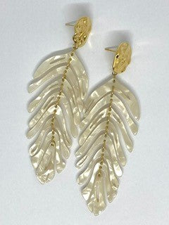 Boucles d'oreilles Feuillage nacré & doré