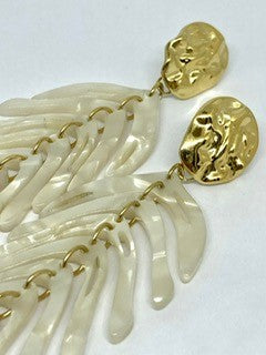 Boucles d'oreilles Feuillage nacré & doré