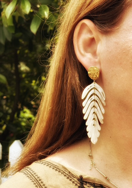 Boucles d'oreilles Feuillage écailles & doré