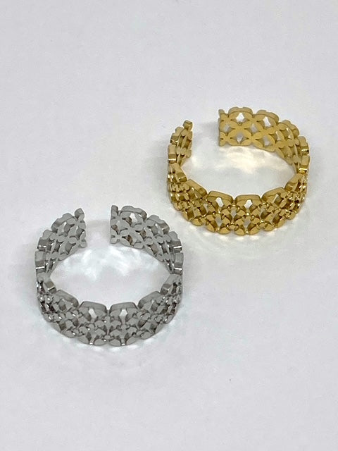 Bague graphique dorée