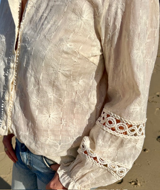 Blouse Bohème Brodée - Ivoire