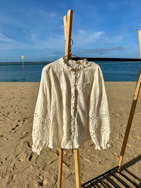 Blouse Bohème Brodée - Ivoire