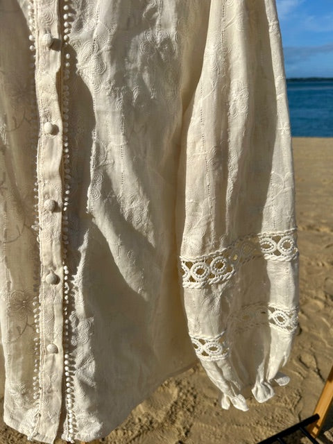 Blouse Bohème Brodée - Ivoire