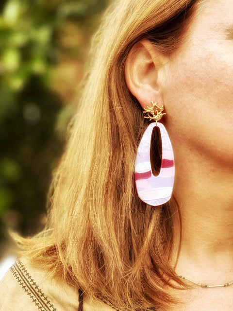 Boucles d’oreilles - Vertes Marbrées