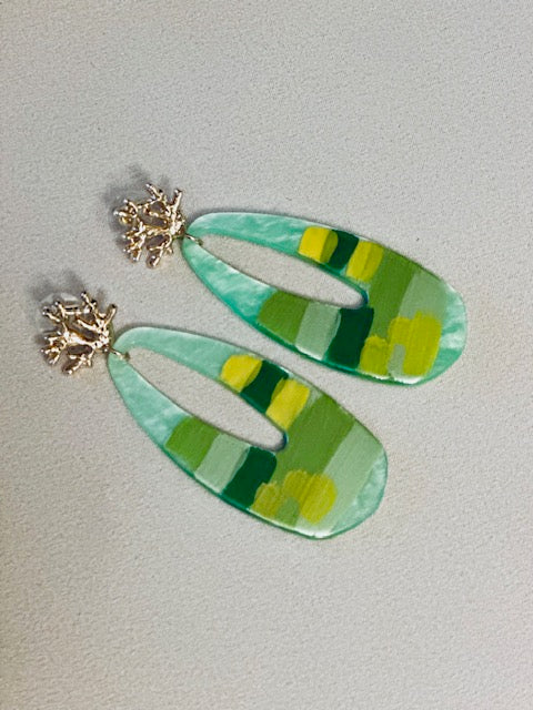 Boucles d’oreilles - Vertes Marbrées