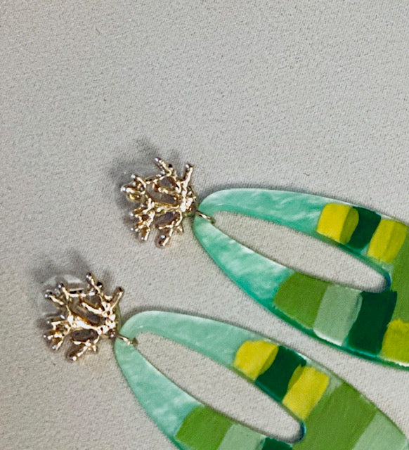 Boucles d’oreilles - Vertes Marbrées