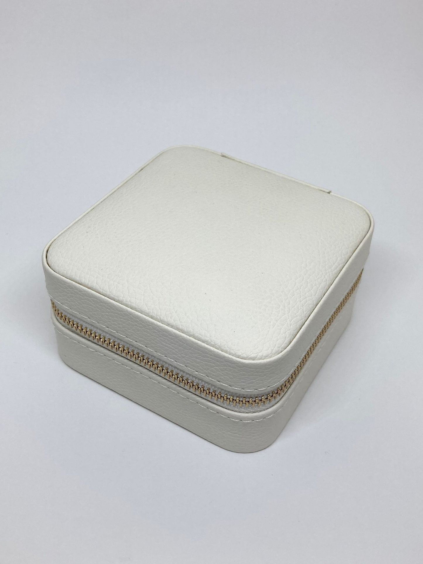 Boîte à bijoux de voyage - Cuir grainé crème