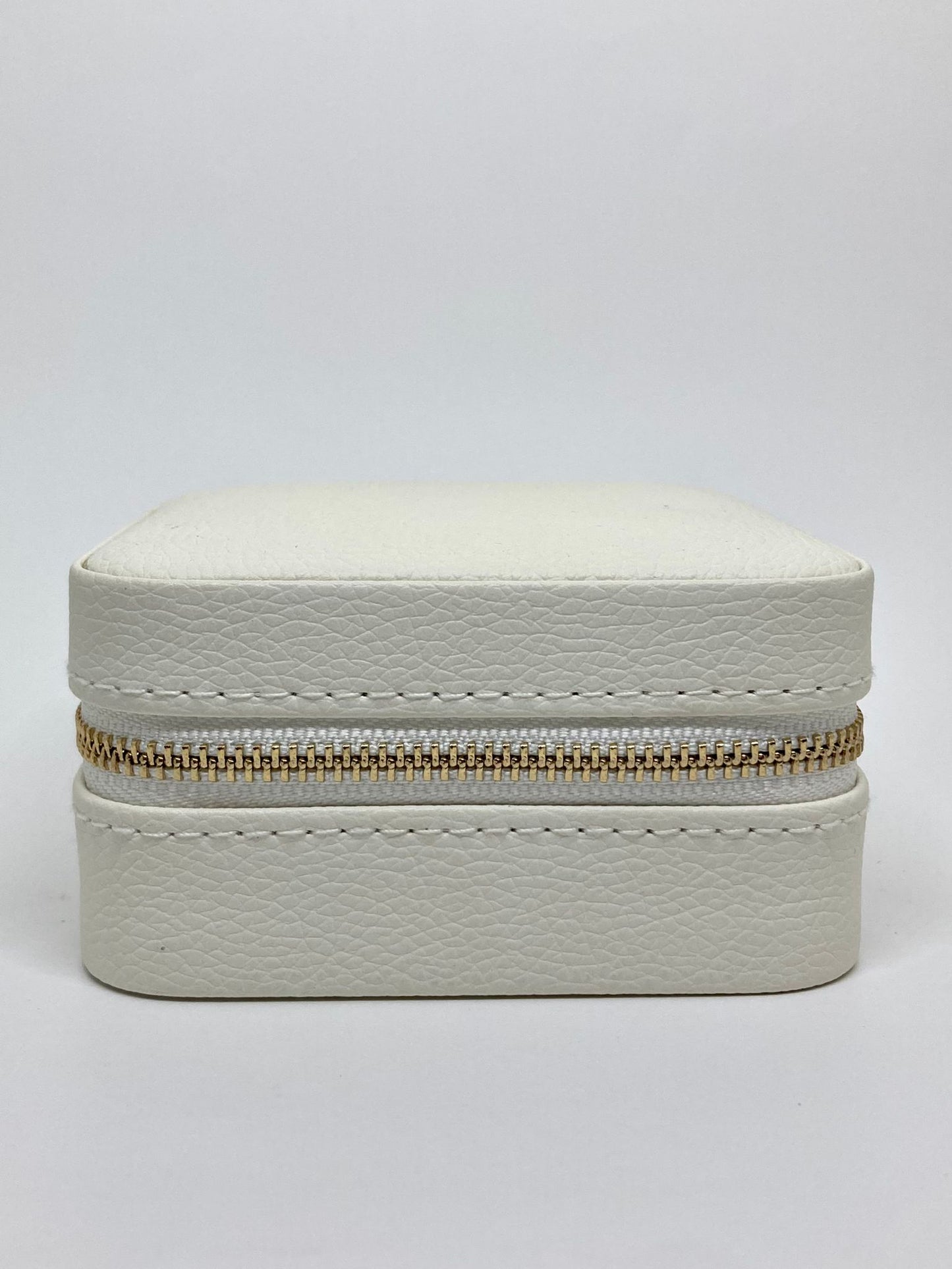 Boîte à bijoux de voyage - Cuir grainé crème