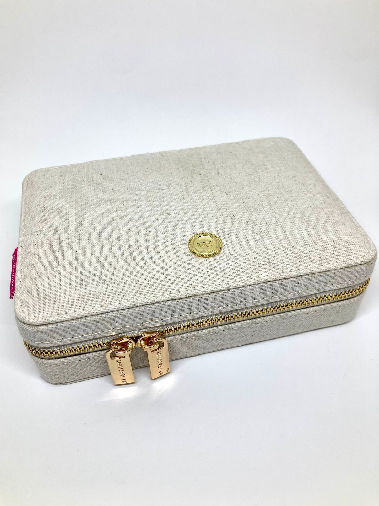 Boîte à bijoux en lin écru