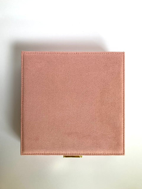 Boîte à bijoux en velours rose