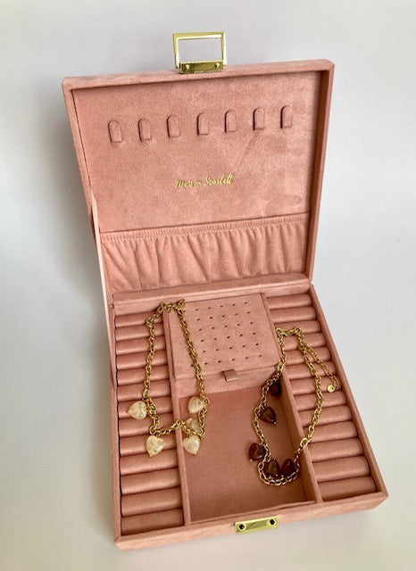 Boîte à bijoux en velours rose