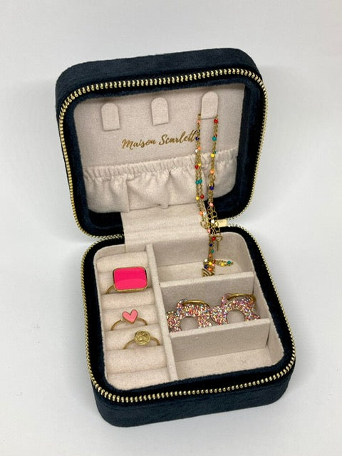 Boîte à bijoux de voyage - Velours noir