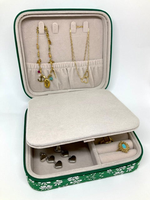 Boîte à bijoux verte et blanche en Liberty®