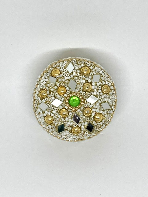 Boîte perlée blanche & dorée - Thaïlande