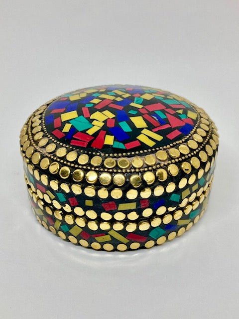 Boîte à bijoux mosaïque & dorée - Maroc