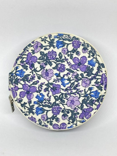 Boîte à bijoux ronde - Fleurs violettes en Liberty®