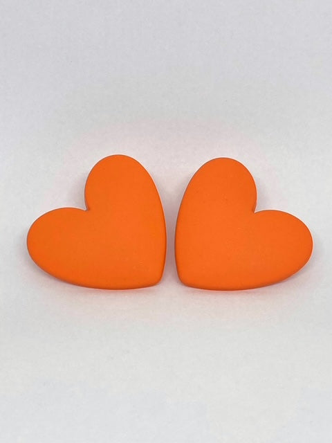 Boucles d’oreilles Coeur - Orange Fluo Mat