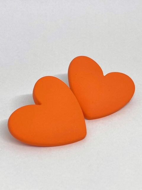Boucles d’oreilles Coeur - Orange Fluo Mat