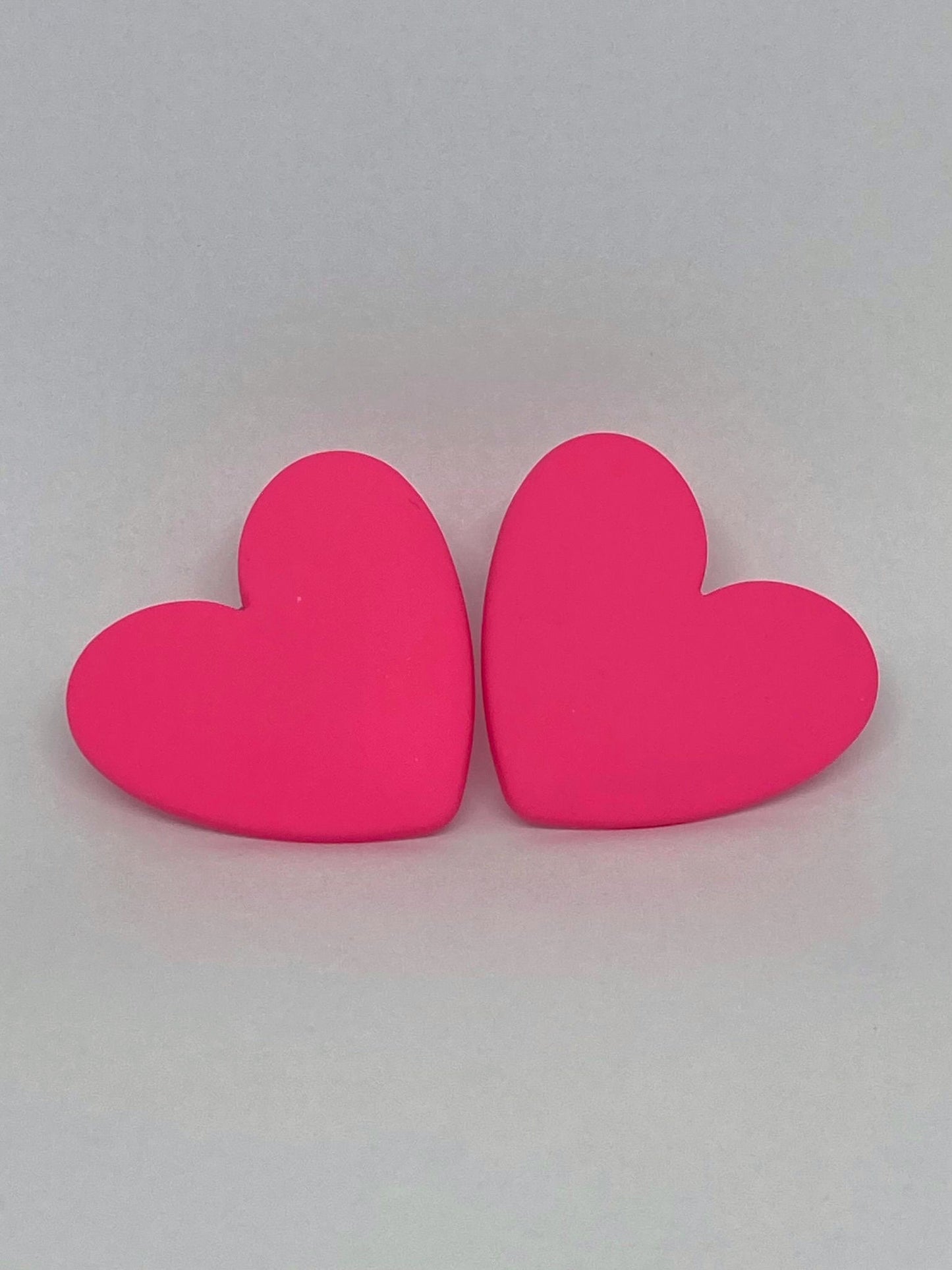 Boucles d’oreilles Coeur - Rose Fluo Mat