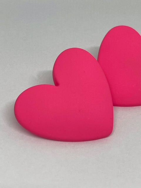 Boucles d’oreilles Coeur - Rose Fluo Mat