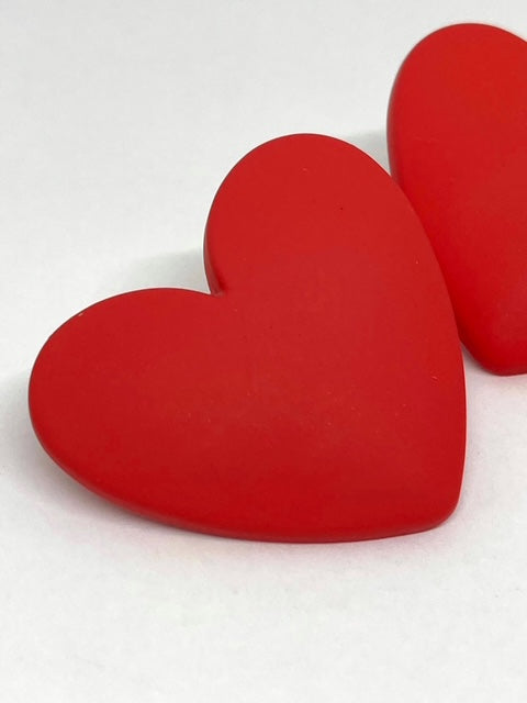 Boucles d’oreilles Coeur - Rouge Mat Profond