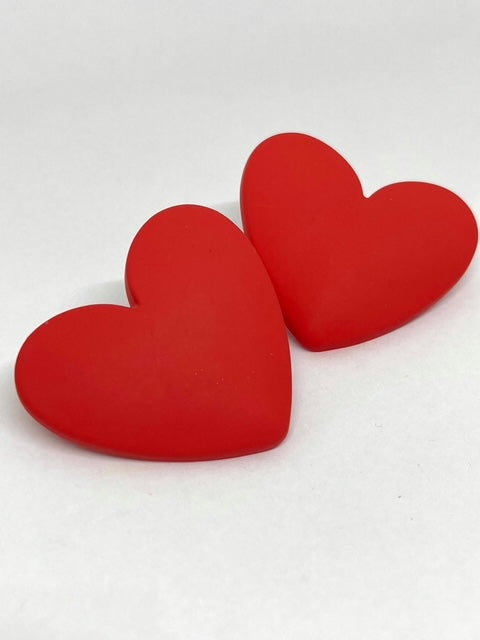 Boucles d’oreilles Coeur - Rouge Mat Profond