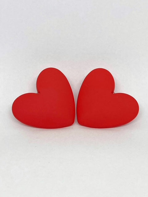 Boucles d’oreilles Coeur - Rouge Mat Profond