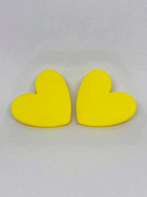 Boucles d’oreilles Coeur - Jaune Fluo Mat