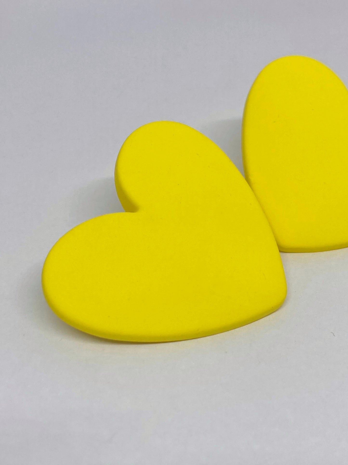 Boucles d’oreilles Coeur - Jaune Fluo Mat