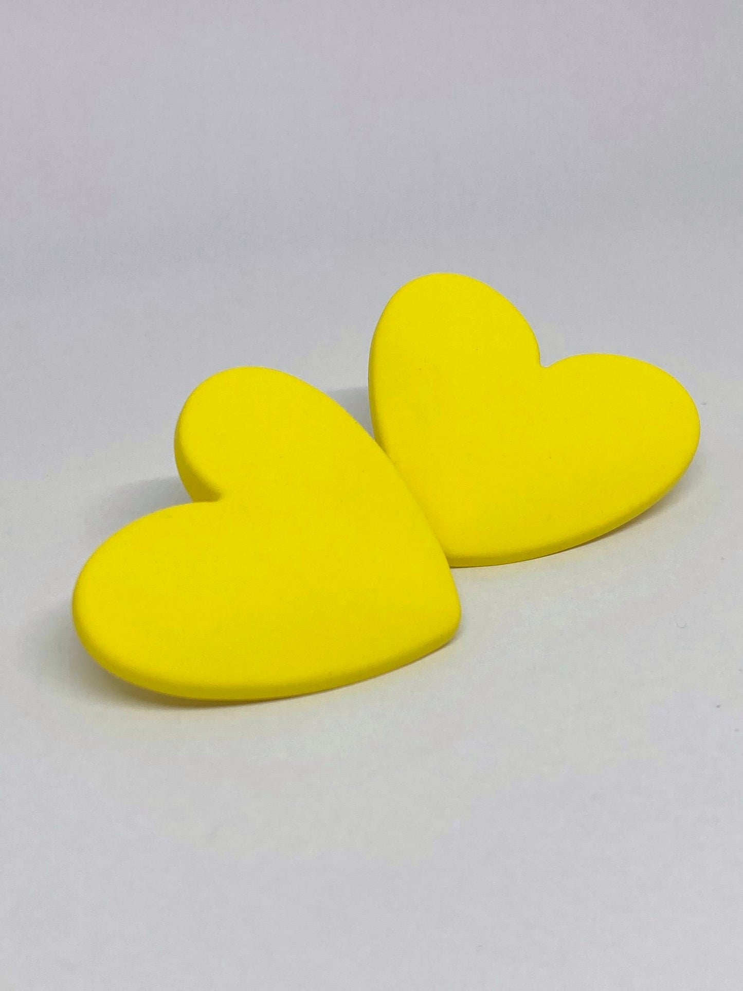 Boucles d’oreilles Coeur - Jaune Fluo Mat