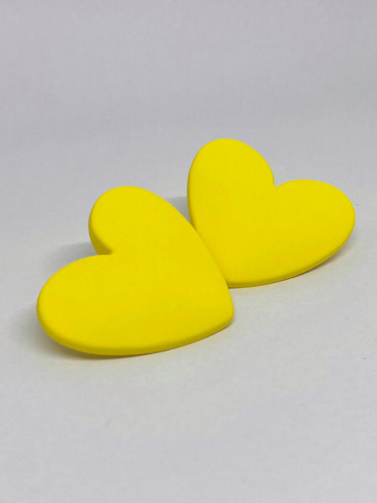 Boucles d’oreilles Coeur - Jaune Fluo Mat