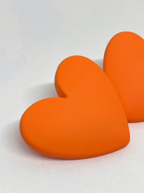 Boucles d’oreilles Coeur - Orange Fluo Mat