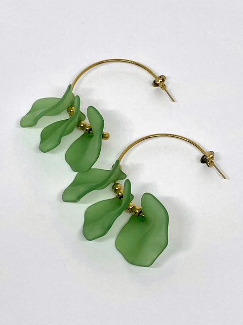 Boucles d’oreilles - Créoles revisitées vertes