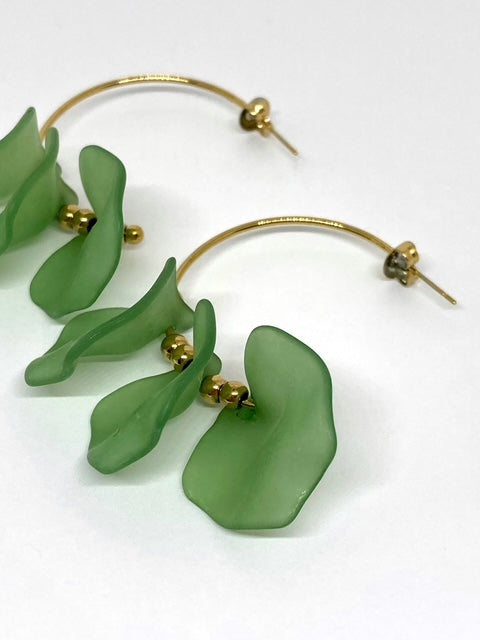 Boucles d’oreilles - Créoles revisitées vertes