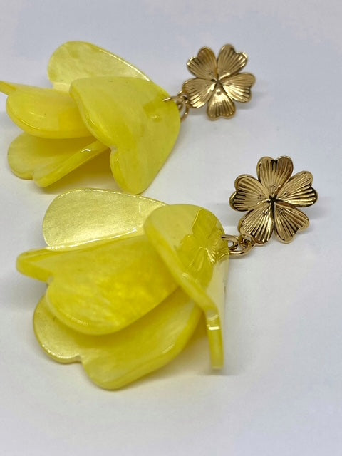 Boucles d’oreilles Ginkgo - Fleurs Jaunes