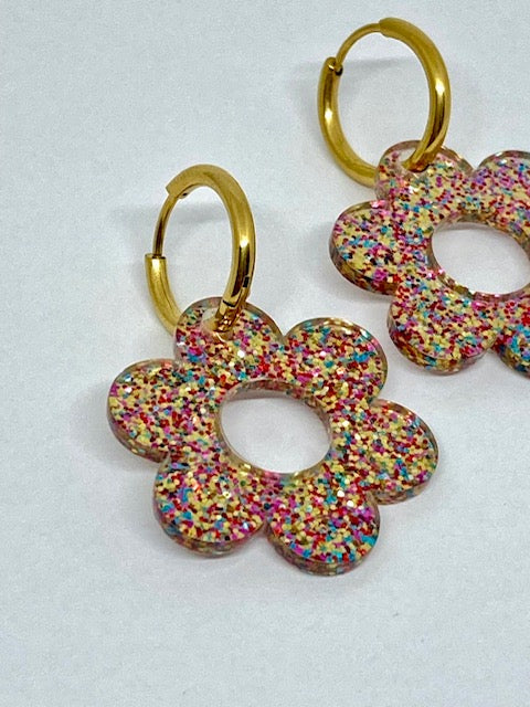 Boucles d’oreilles Flora à paillettes